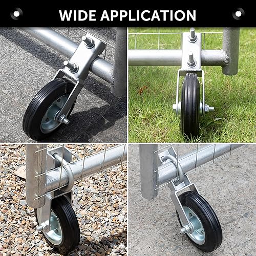 Miniatura 5 de Rueda de puerta de 6 pulgadas para puerta batiente de metal con marcos de puerta de 1-58 pulgadas a 2 pulgadas, rueda de soporte de puerta