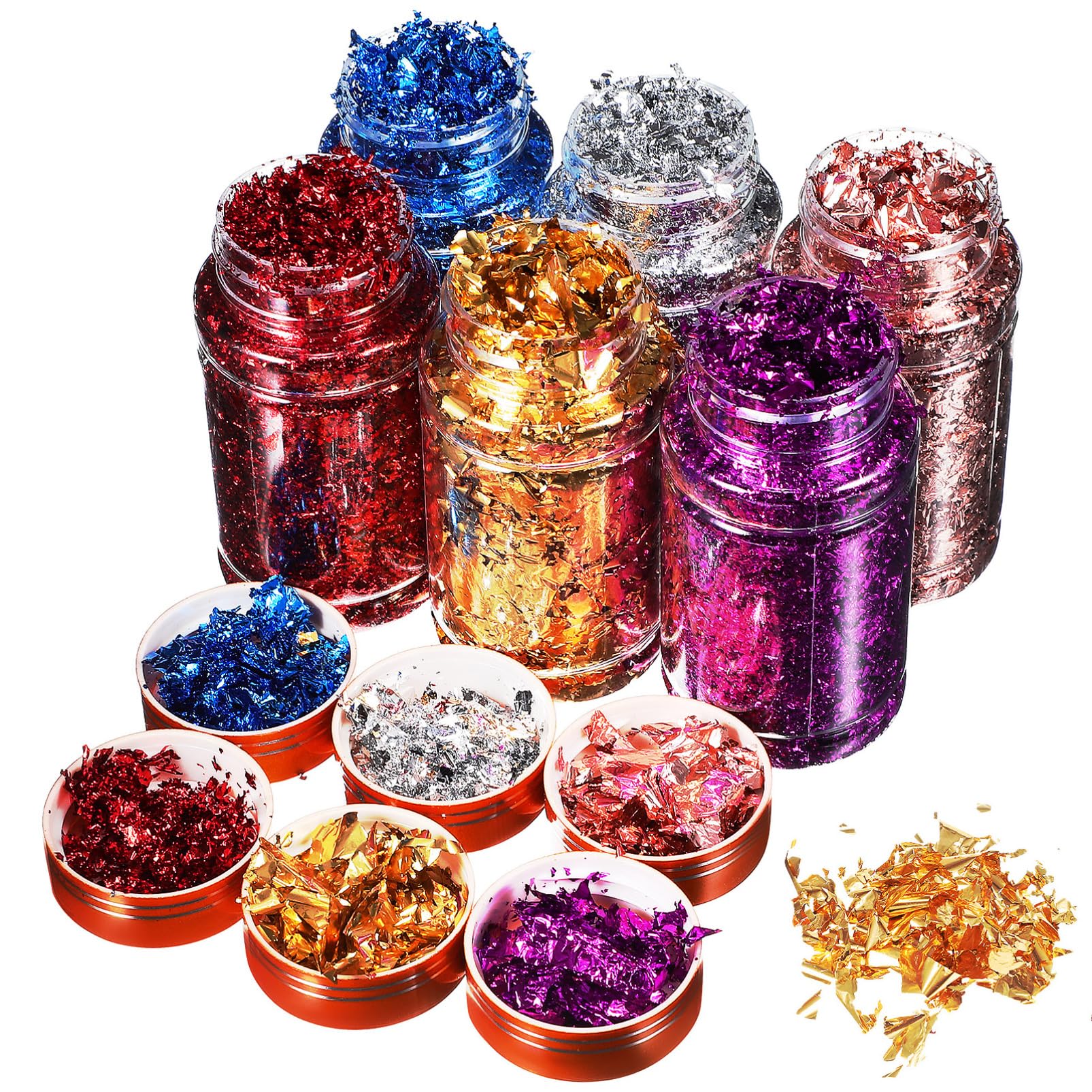 CALLARON 6 Manicura De Aluminio De Oro Roto De Arte De Uñas Dorados De Papel De Aluminio Suministros De Arte De Uñas Escama Mica Lentejuelas De Papel De Uñas Hoja De Oro