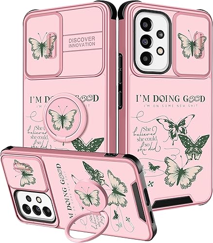 Funermei Funda 2 en 1 para Samsung Galaxy A32 5G para niñas, diseño de mariposa bonita, diseño femenino de mariposa, diseño único y verde con