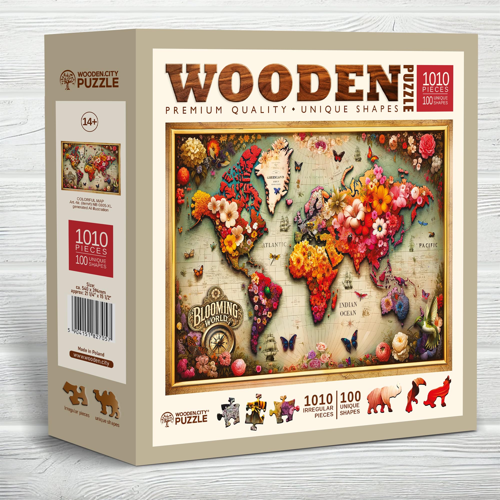 WOODEN.CITY Rompecabezas de Madera para Adultos - Diseño Único de Mapa Colorido, Puzzle Madera 1000 Piezas, Desafiante para Entusiastas de los Rompecabezas.