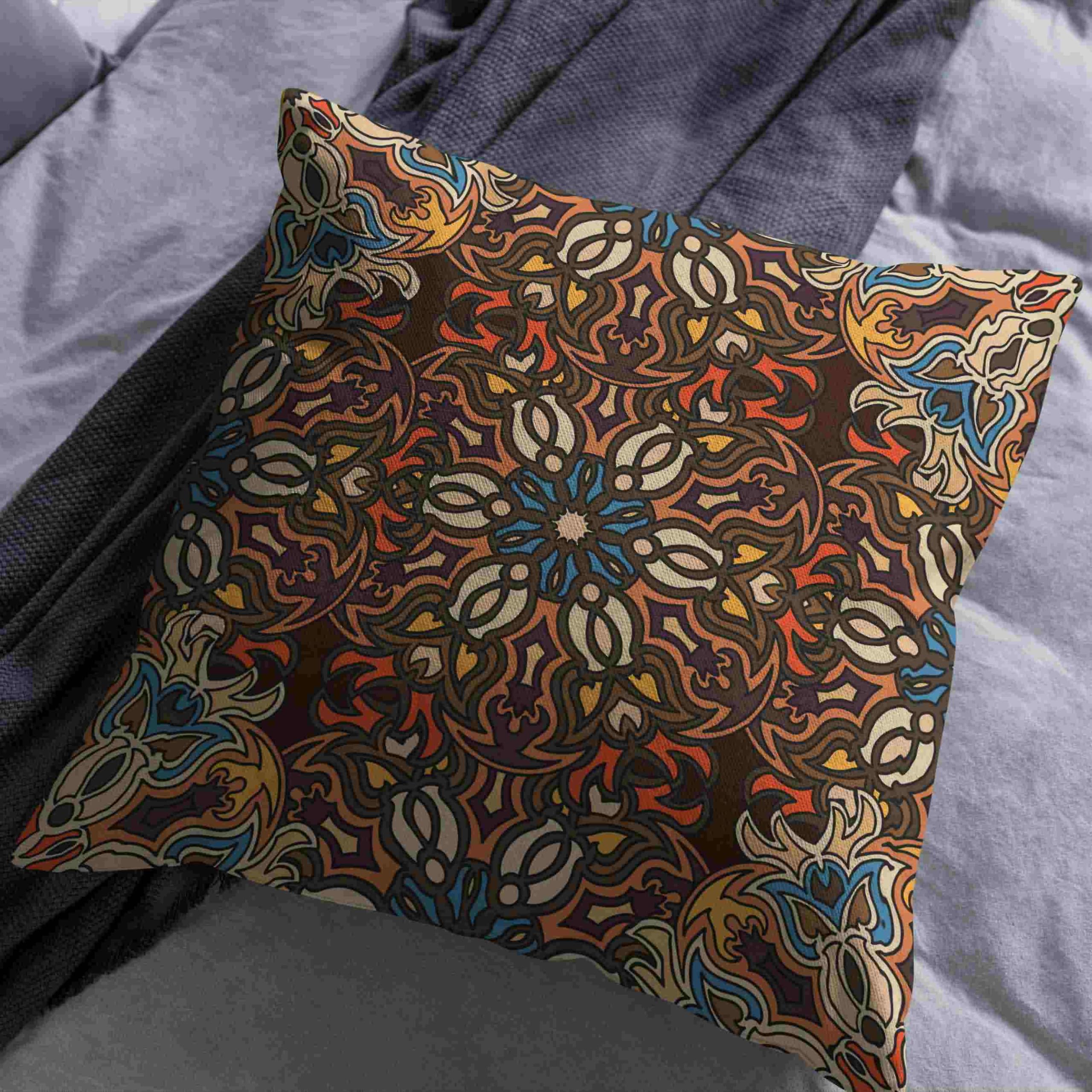 CEVAN Lino Federe per Cuscini Federe Cuscino Personalizzate Modello retrò Mandala Federe E Cuscini per Arredare Fodera per Cuscino del Sedile 50x50cm,4Pcs