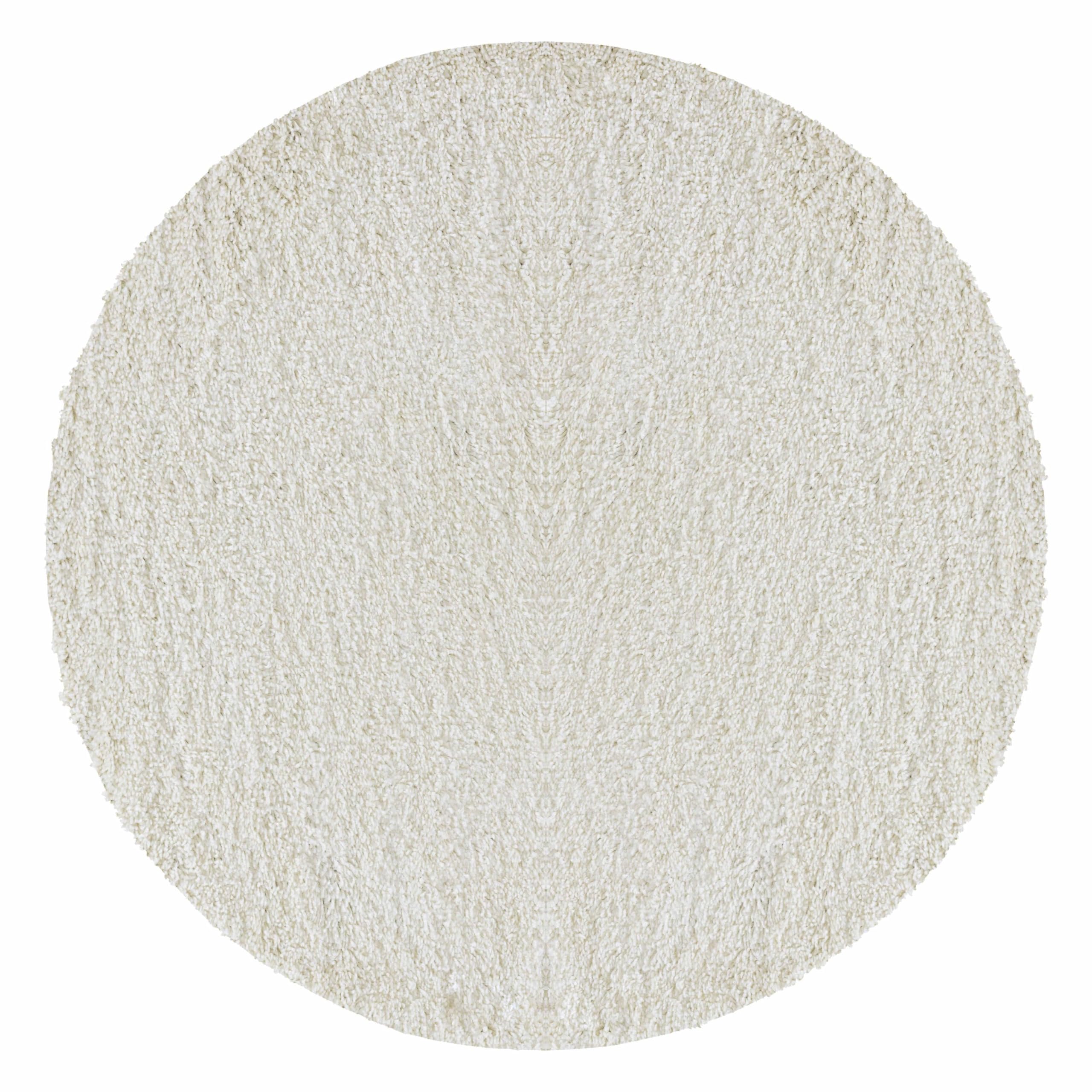 HomebyHome Alfombra Peludo de Pila Larga Diseño Liso Sala de Estar Suave y Esponjoso Rectangular Redondo, Color:Crema, Tamaño:120 cm Redondo