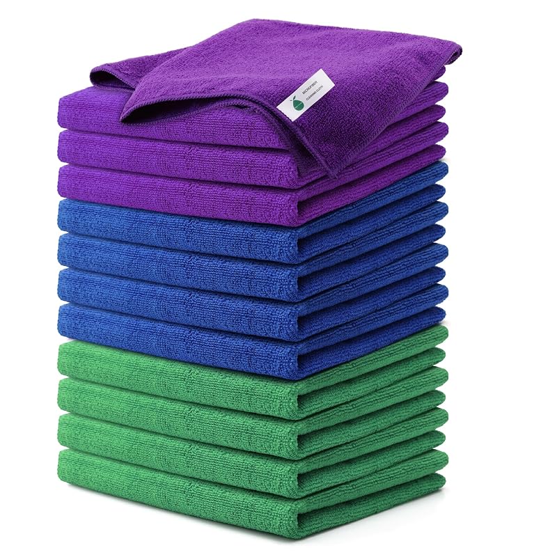Kit de Panos de Microfibra para Limpeza GREEN POMELO Multicoloridos 40,6 x 40,6 cm com 12 unidades