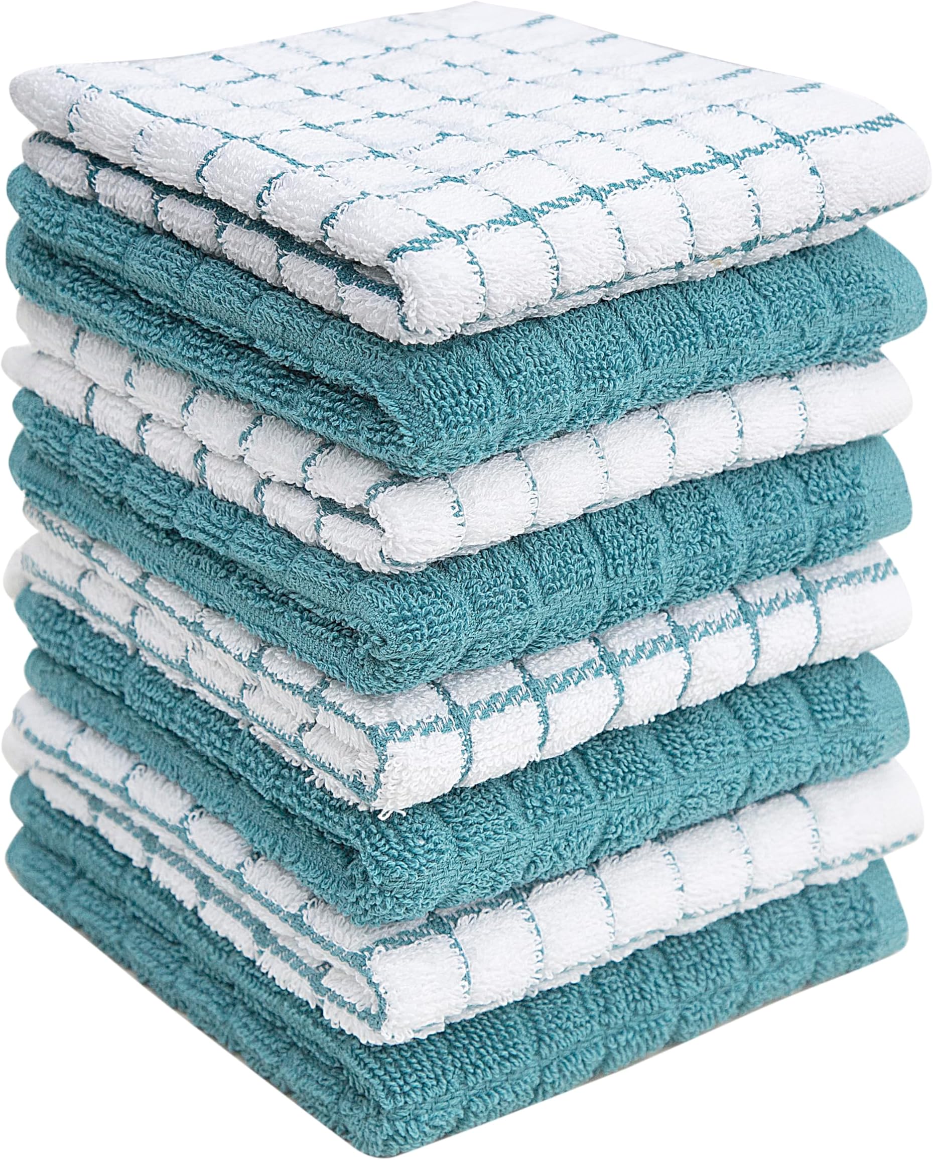 Bumble Dish Cloths (8 Pack) | 12" x 12" | 100% Cotton Kitchen Towels | 405 GSM | Soft, Highly Absorbent & Durable Dish Towels for Kitchen | Aqua