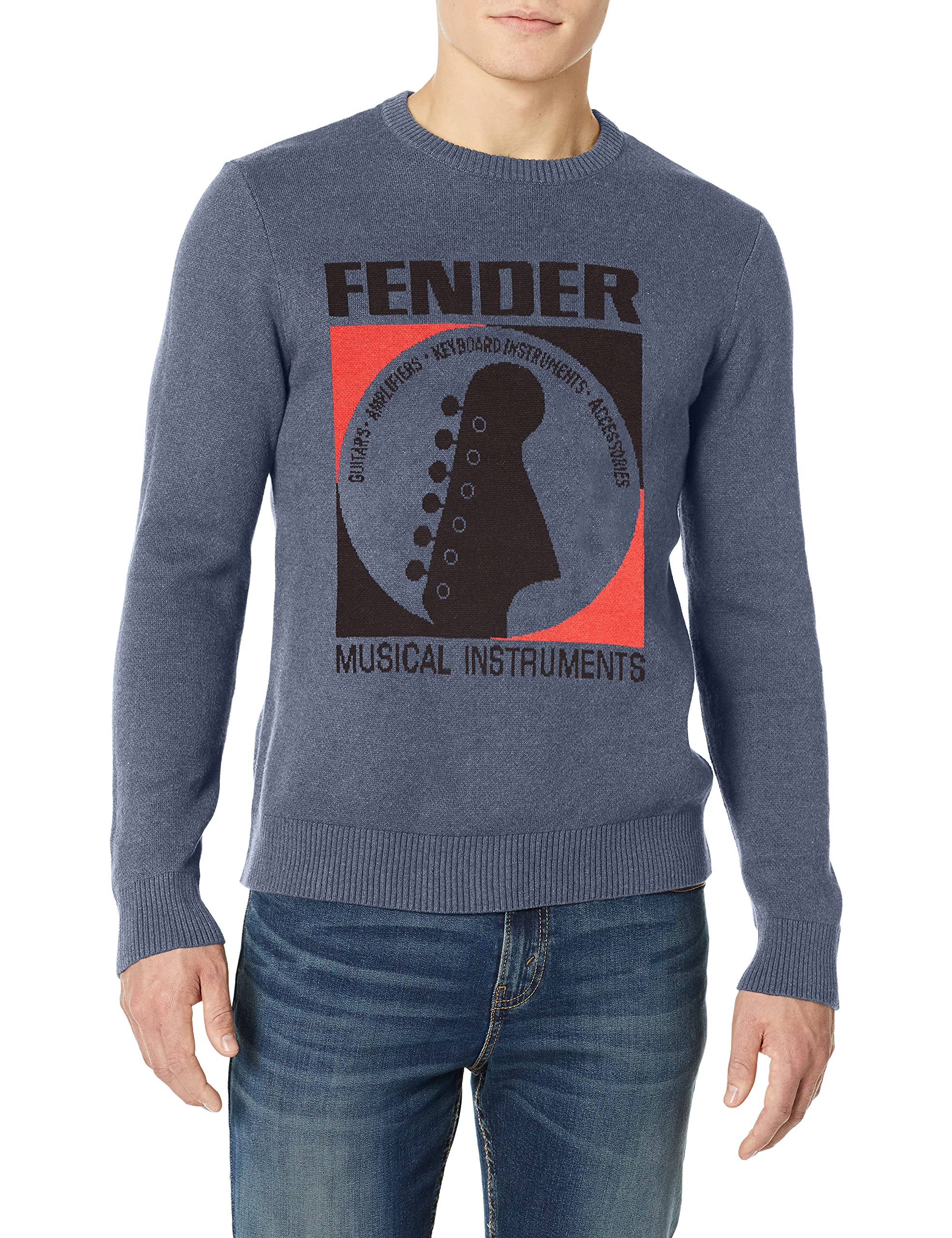 Lucky Brand Men's Long Sleeve Crew Neck Fender Decal Sweater