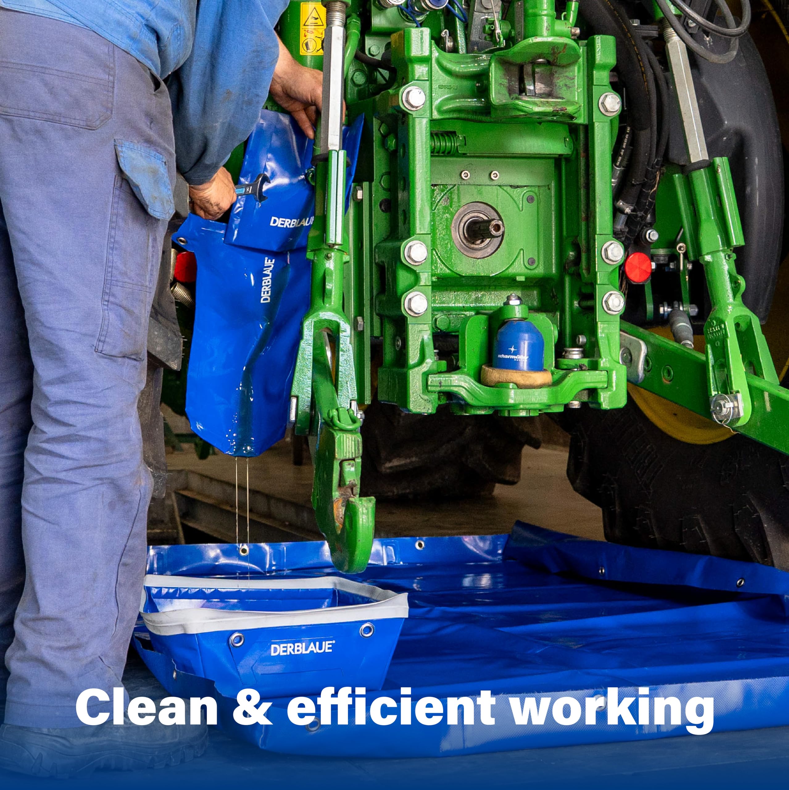 DERBLAUE® Bardzo elastyczne systemy zbierania płynów – zestaw serwisowy – idealny do pracy z olejem, na przewodach hydraulicznych lub do wymiany filtra, do H20 i HYD