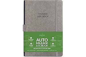 Skyline Auto Mileage Log Book — Vehicle Logbook with Expense Tracker and Driving Logger