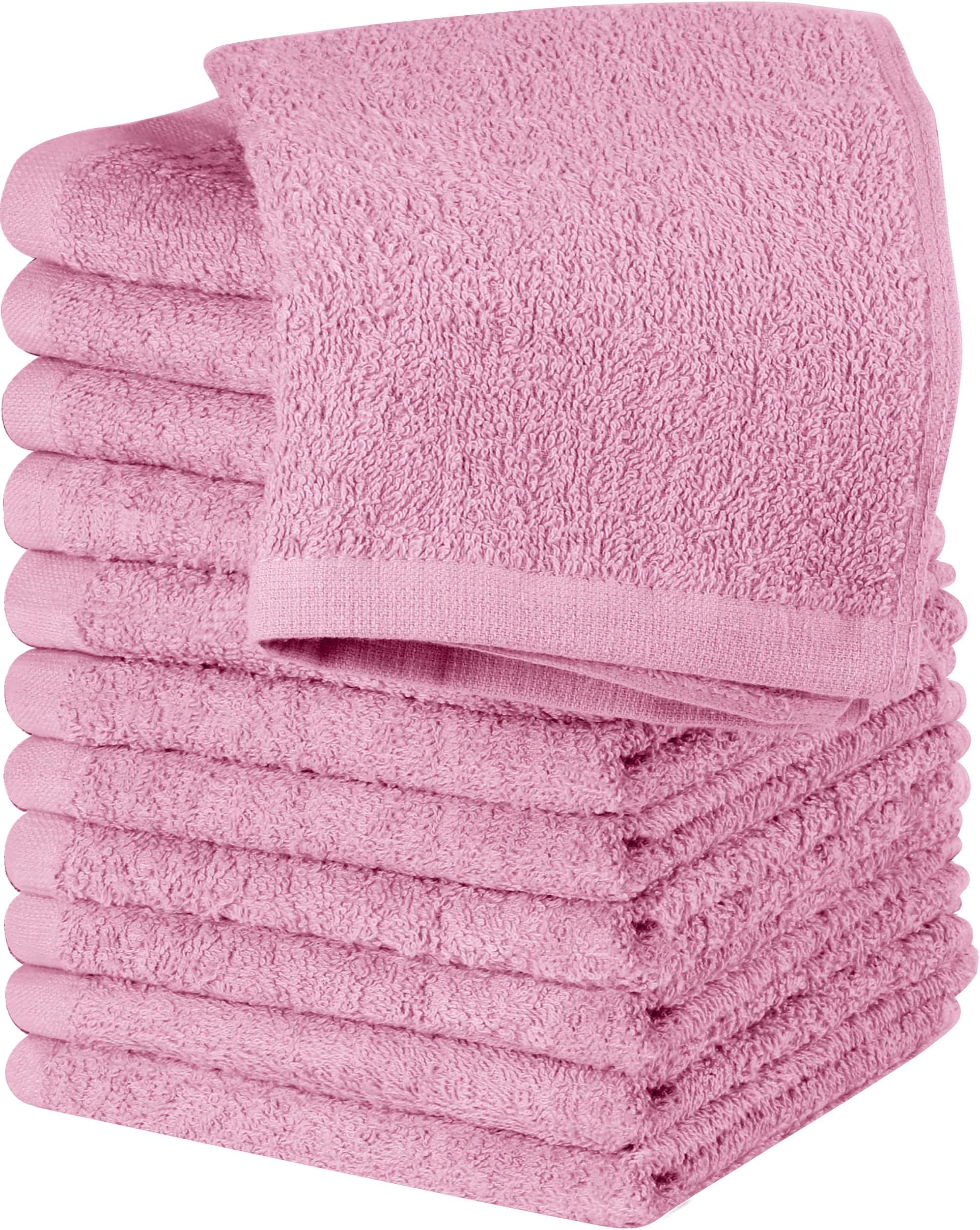 Utopia Towels 12 Pack Cotton Washcloths Set - 100% Ring Spun Cotton, Premium Quality Flannel Face Cloths, Highly Absorbent and Soft Feel Fingertip Towels (Pink)