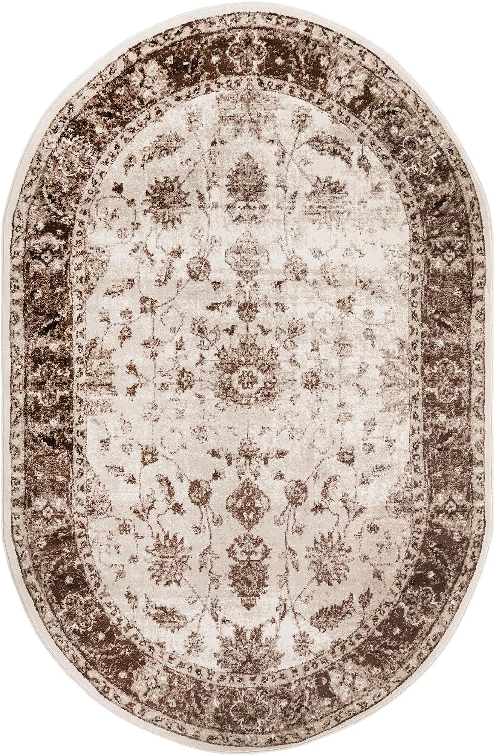 Unique Loom Rushmore Collection Area Rug - Lincoln (5' 3" x 8' Oval, Cream/ Beige)