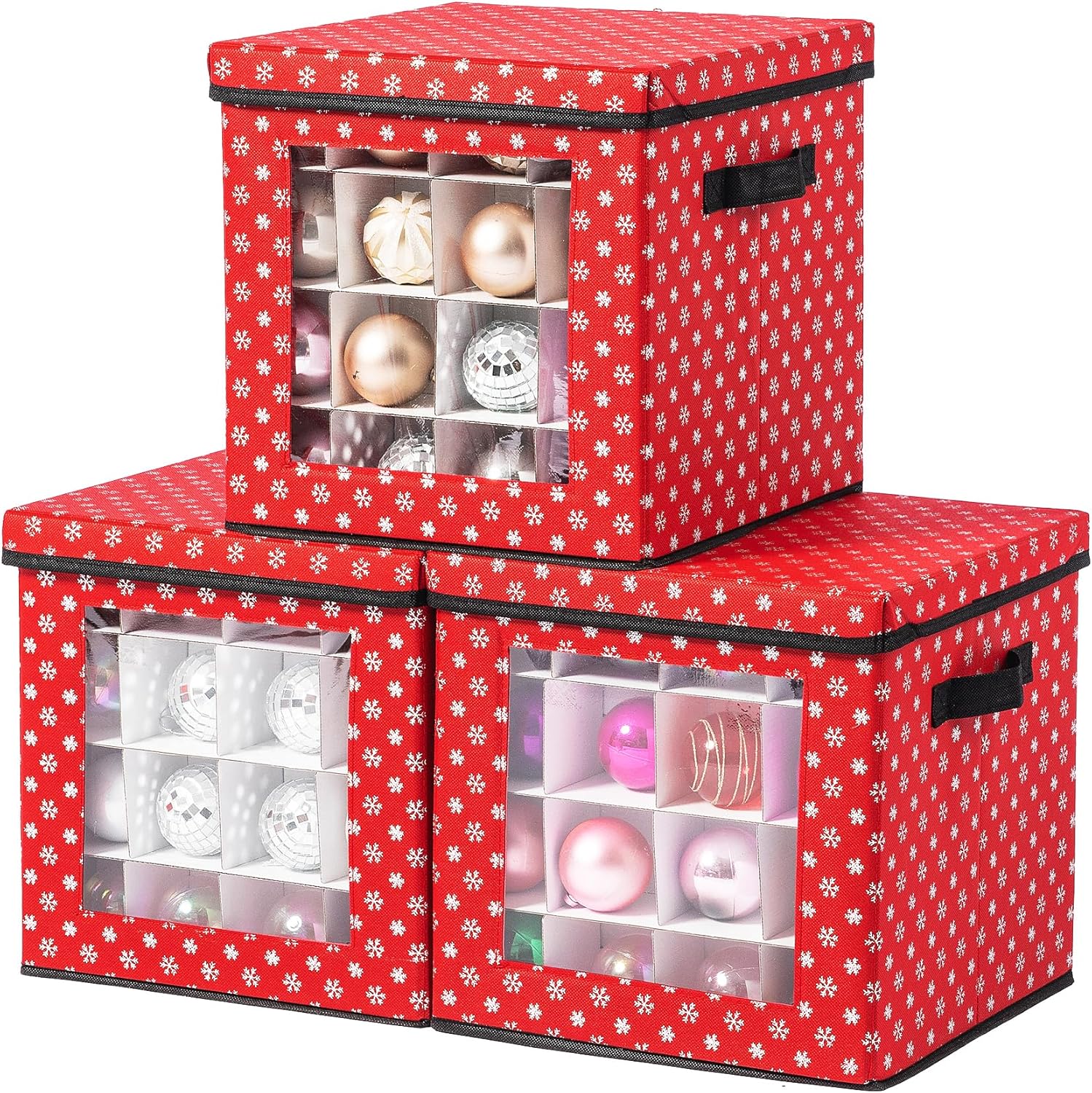 DOVAMY Christmas Ornament Storage Bins with Lids, Storage