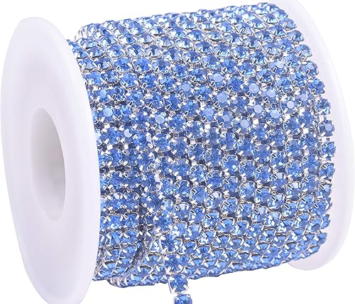 Miniatura 43 de KAOYOO - Cadena de diamantes de imitación de 9 metros (10 yardas) con cierre de 2.5 mm para manualidades de costura, decoración DIY (plata)