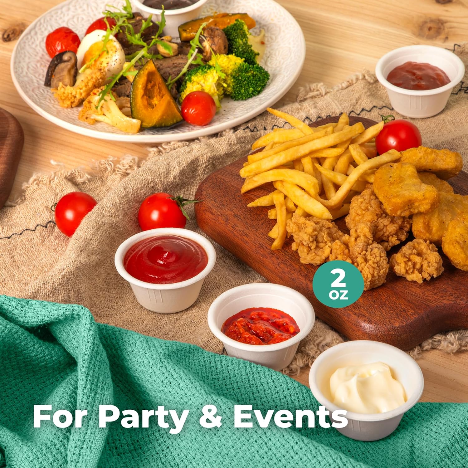 Fit Meal Prep 100 Pack 4 oz 100% Compostable Disposable Condiment Cups, Biodegradable Bagasse Fiber Dipping Sauce Cups, Eco-Friendly for Sample, Snack, Souffle, Portion, Tasting, Microwave Safe - Image 7