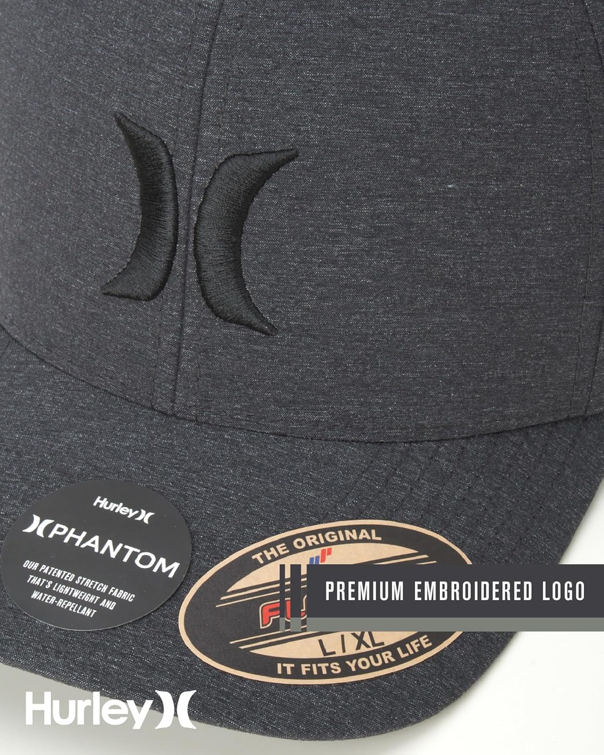 Hurley Men's Caps - Flexfit and Quick-Dry Phantom Curved Baseball Caps for Men - Classic Mens Trucker Hats (S-XL) - Image 6