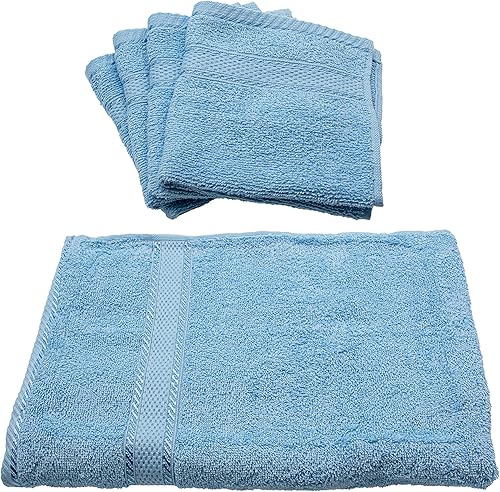 Gold Coast - Juego de toallas de baño y 4 toallas de baño de algodón egipcio color azul cabaña