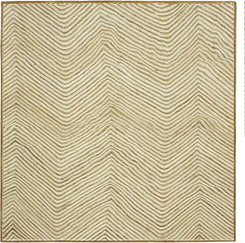 Miniatura 1 de CASAVANI Collection - Alfombra cuadrada de 6 x 6 pies, color beige, geométrica, de algodón y yute, ideal para zonas de alto tráfico en pasillo,