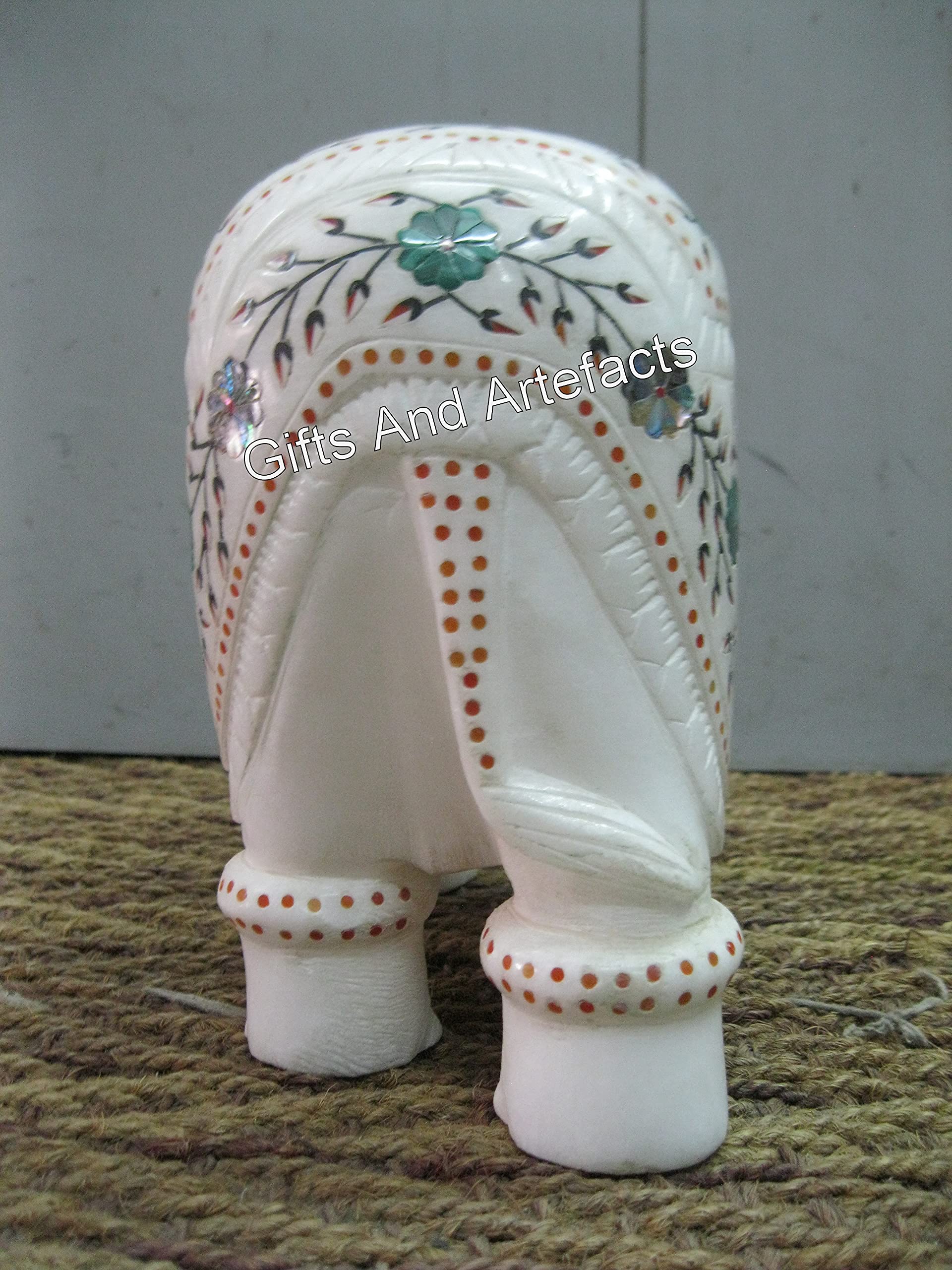 Estatua decorativa hecha a mano de elefante I 20,32 cm con diseño de elefante de mármol blanco con aspecto elegante, simbolismo, decoración de elefante