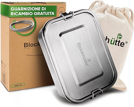 Lunch Box Acciaio Inox 800ml Con 3 Scomparti - Bento Box Ermetico Per Ufficio E Scuola - Foto 6