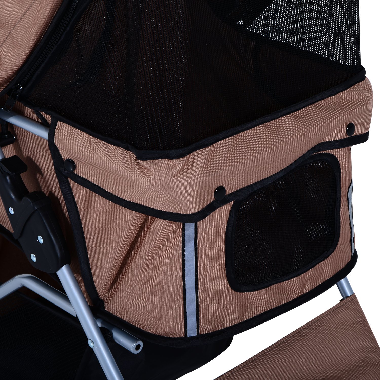 PawHut Pet Stroller Cat Dog Basket Zipper Entry Fold Cup Holder Carrier