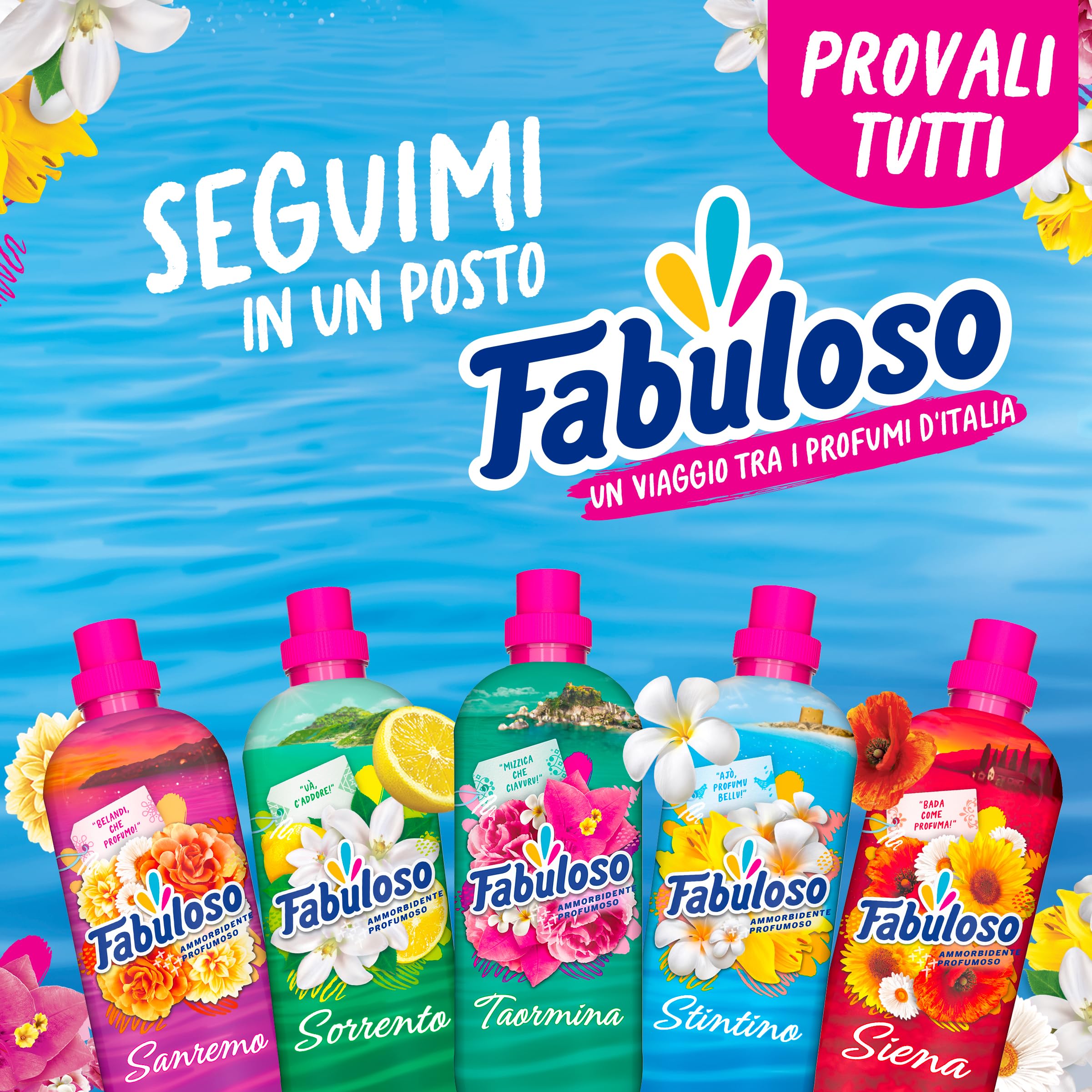 Fabuloso Ammorbidente Concentrato I Regalati l'Italia con Profumi di Siena 12x585ml | Fragranza che Dura per Settimane* | Fragranza Attivata dal Movimento | 312 Lavaggi