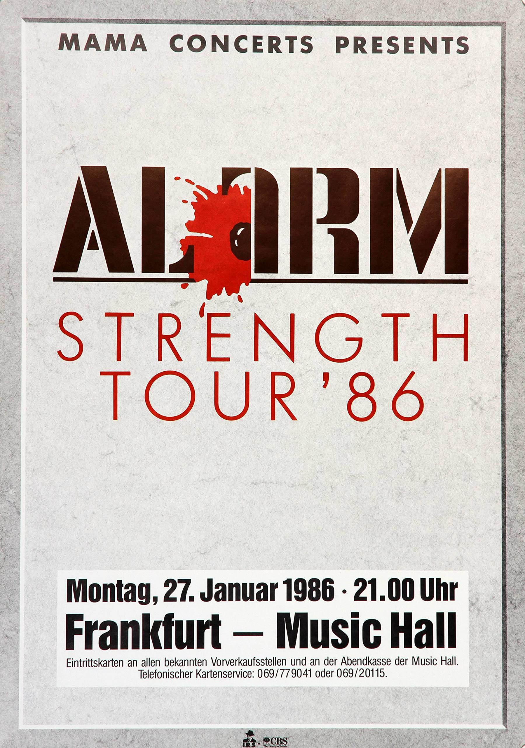 Premium Poster/Plakat | DIN A1 | Wanddeko | Live Konzert Veranstaltung » Alarm - Strength On Tour, Frankfurt 1986 «