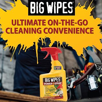 BIG WIPES Power Spray Heavy Duty Cleaning Solution for Tough Grime, Garage, Shop, and Professional Jobsite Use - 32 Ounces (8 Pack)