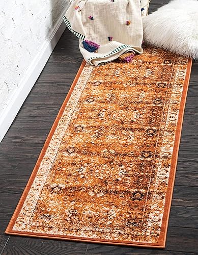 Unique Loom Imperial Collection - Alfombra envejecida, moderna, tradicional, colores brillantes, vintage, con borde, 3 pies x 9 pies 10 pulgadas,