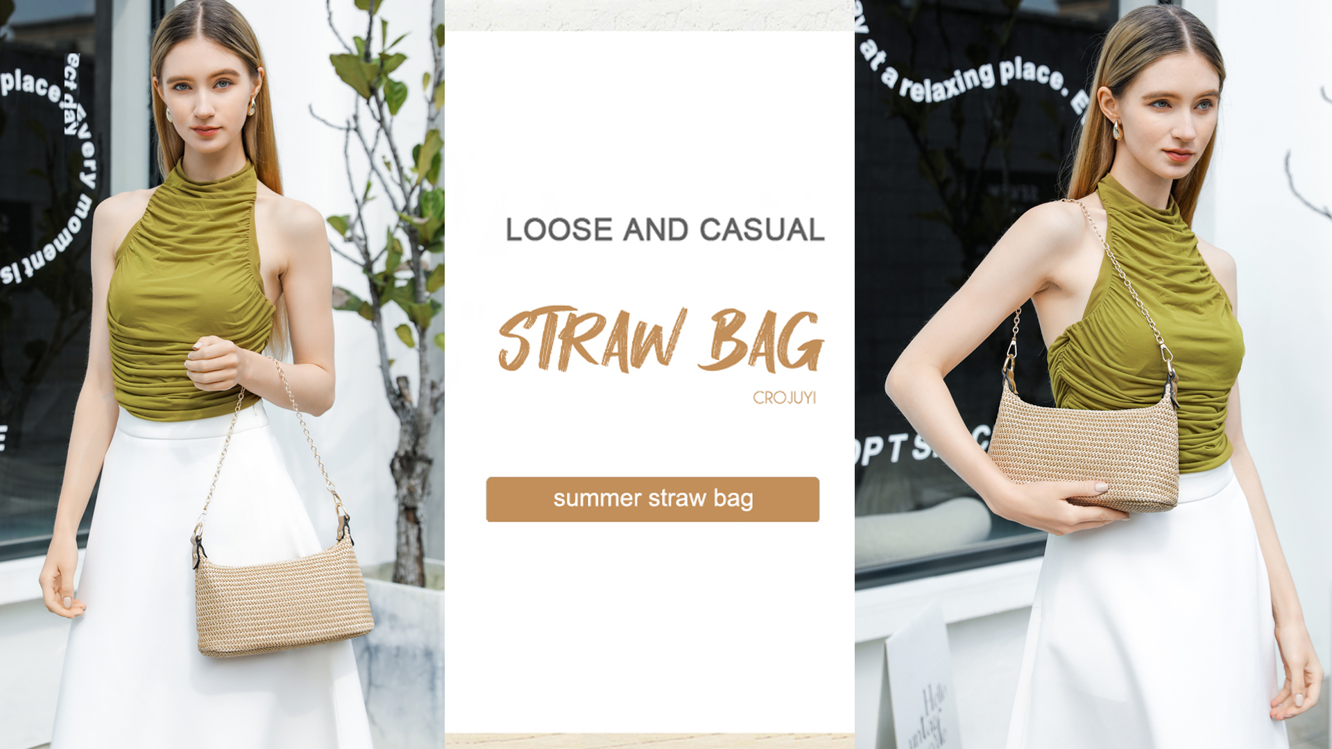 Bolso de hombro de paja para mujer tejido suave pequeño miniatura 7