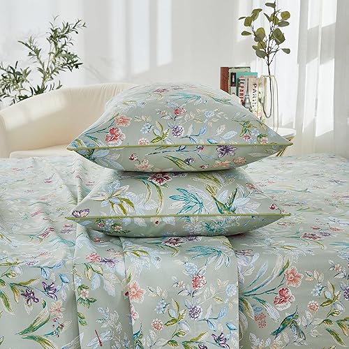 Miniatura 2 de Brandream Juego de ropa de cama elegante con diseño floral de mariposa, estilo jardín, pintura en acuarela, tamaño King, colección de ropa de cama