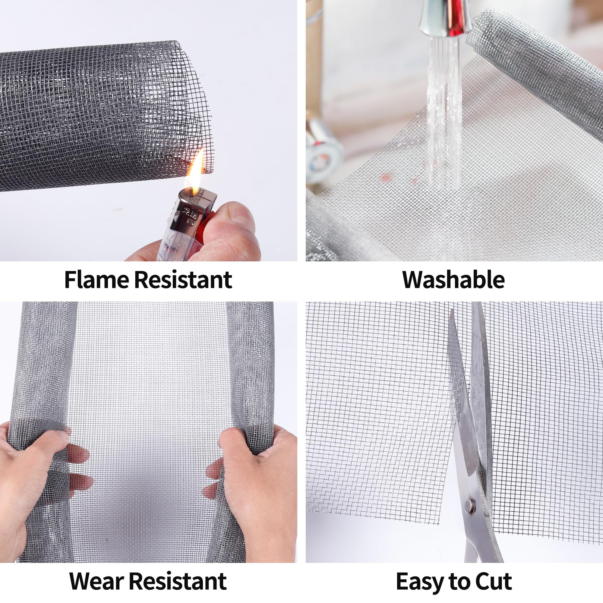 HCSSZ Zanzariera Finestra 120x250cm,Rete Zanzariera Porta Finestra,Fibra di Vetro Telo Ricambio Zanzariera,per Prevenire Zanzare Mosche Insetti (Grigio)