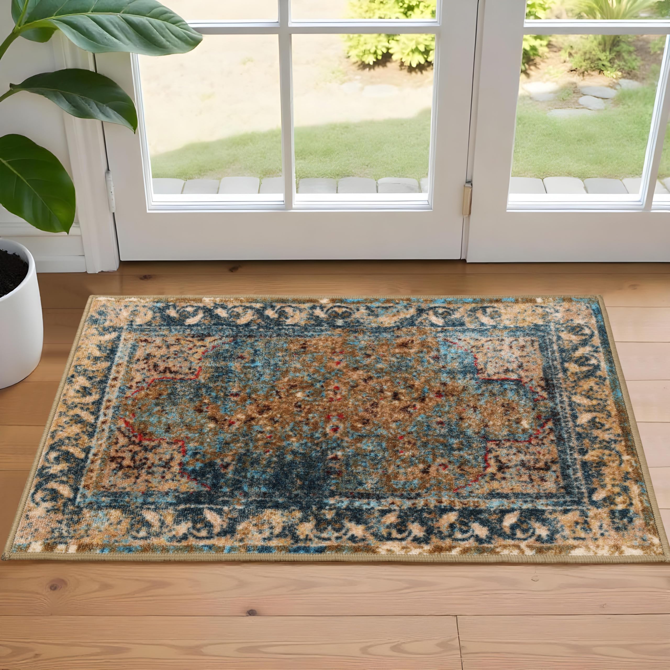Tapis de sol lavable vert et beige pour résoudre les taches dans la cuisine