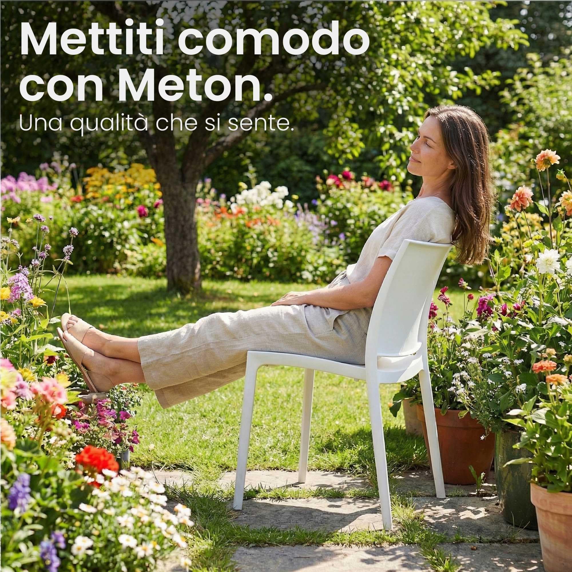 CLP Set 2 sedie da giardino Meton impilabili e resistenti alle intemperie, sedie con braccioli UV resistenti, in plastica fino a 150 kg Colore:bianco