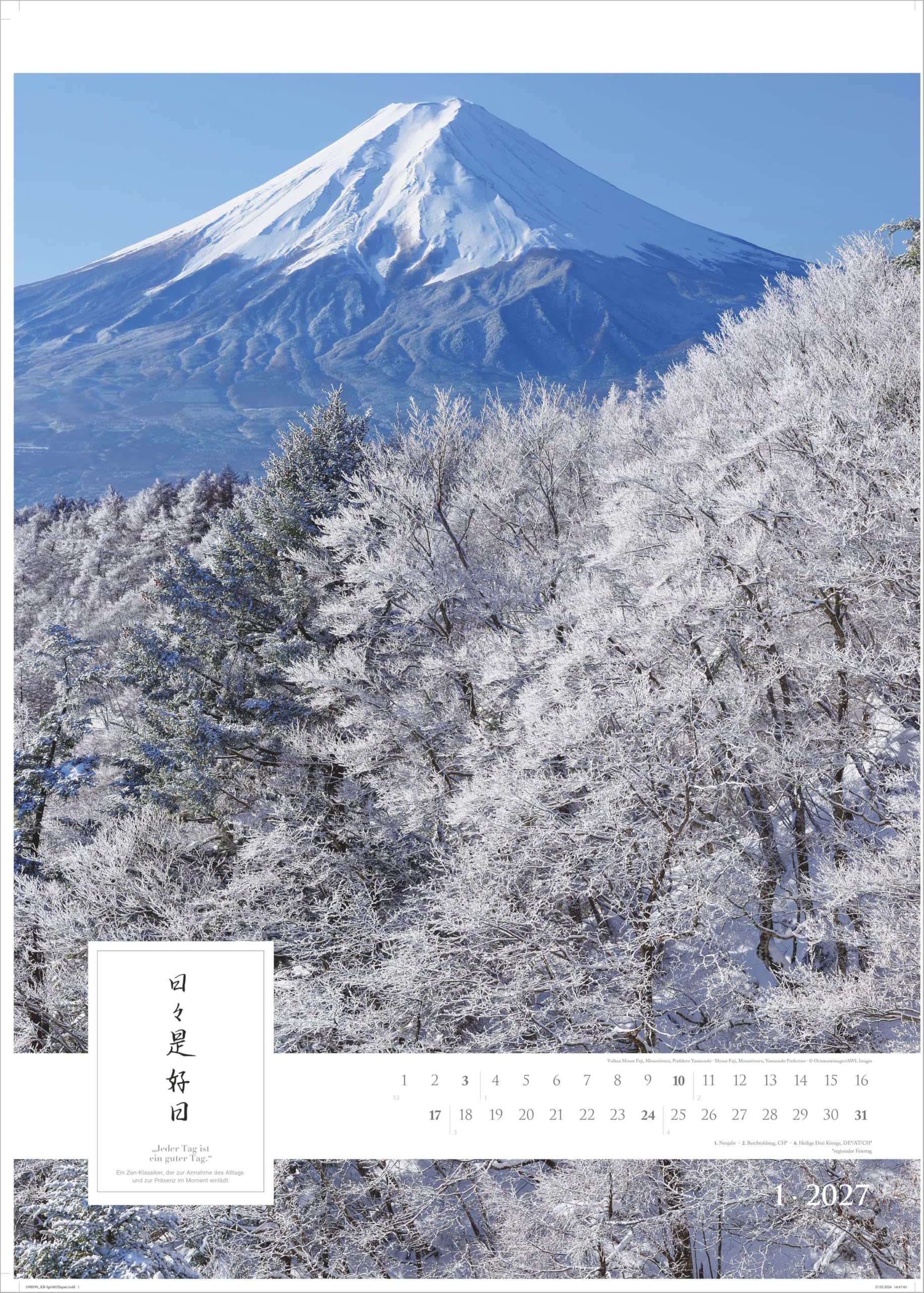 Spirit of Japan 2027: Wandkalender 50x70 cm mit japanischen Kalligraphien, sprachneutralem Kalendarium und Spiralbindung