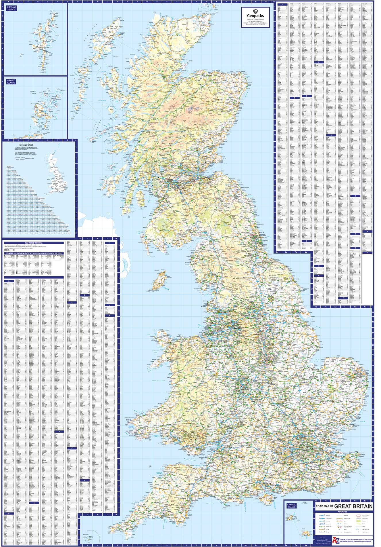Great Britain Wall Map - Large Travel Map to Show Detailed Counties, Districts Postcode Areas & Population Figures, Laminated Great British Map Poster, Waterproof, Perfect Traveler Gift 830 x 1200 mm