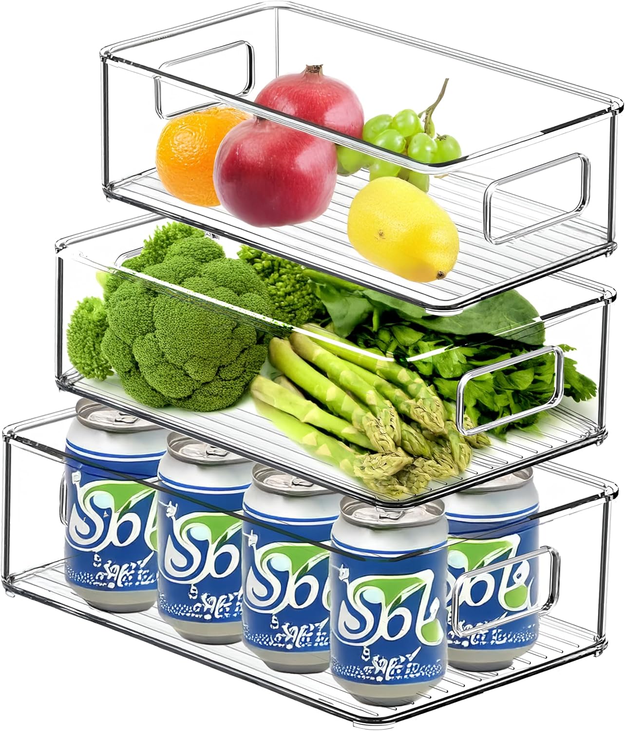 Fresh Store Fridge Storage Container Acrylic Organizer Stackable BPA Free Transparent Kitchen Storage Bin Multifunctional Refrigerator Organizer Transparent