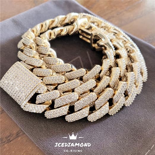 ICEDIAMOND 20MM Iced Out Cuban Link Chain for Men, Miami Cuban