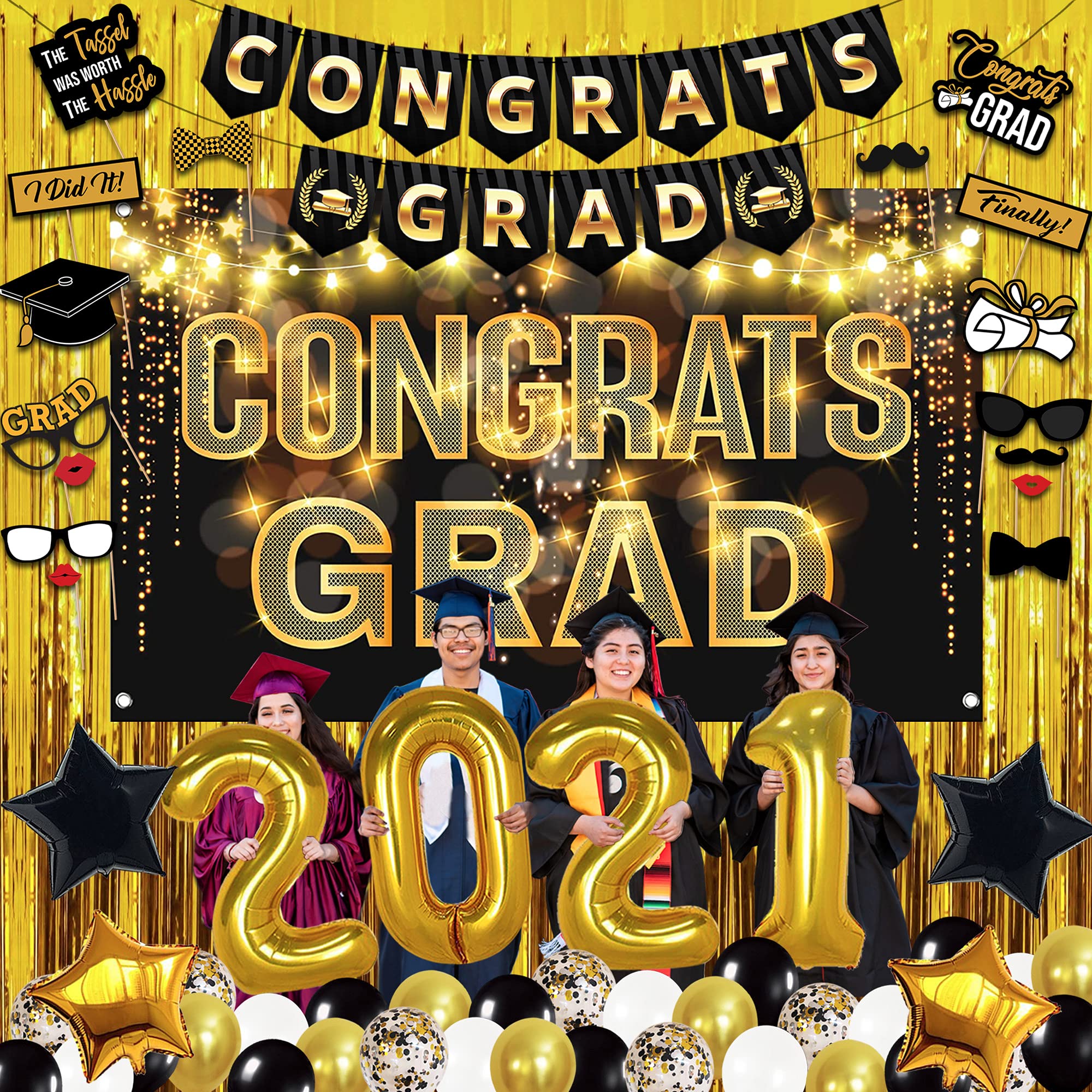 Buy Huge Graduation Balloons 2023 Gold Set Graduation Party Supplies