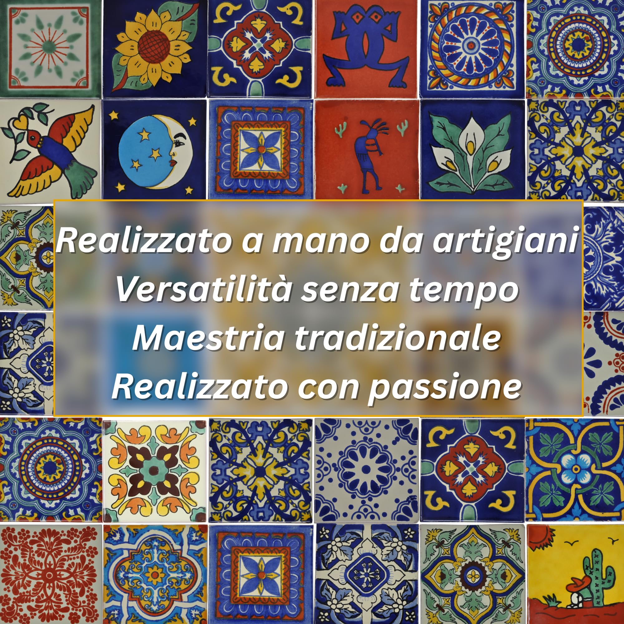 Tumia LAC Piastrelle Ceramica Messicane Talavera - Patricia Artigianali Piastrelle Cucina, Bagno, Sottopentola e Fai-da-Te, Decorativo stile Mediterraneo