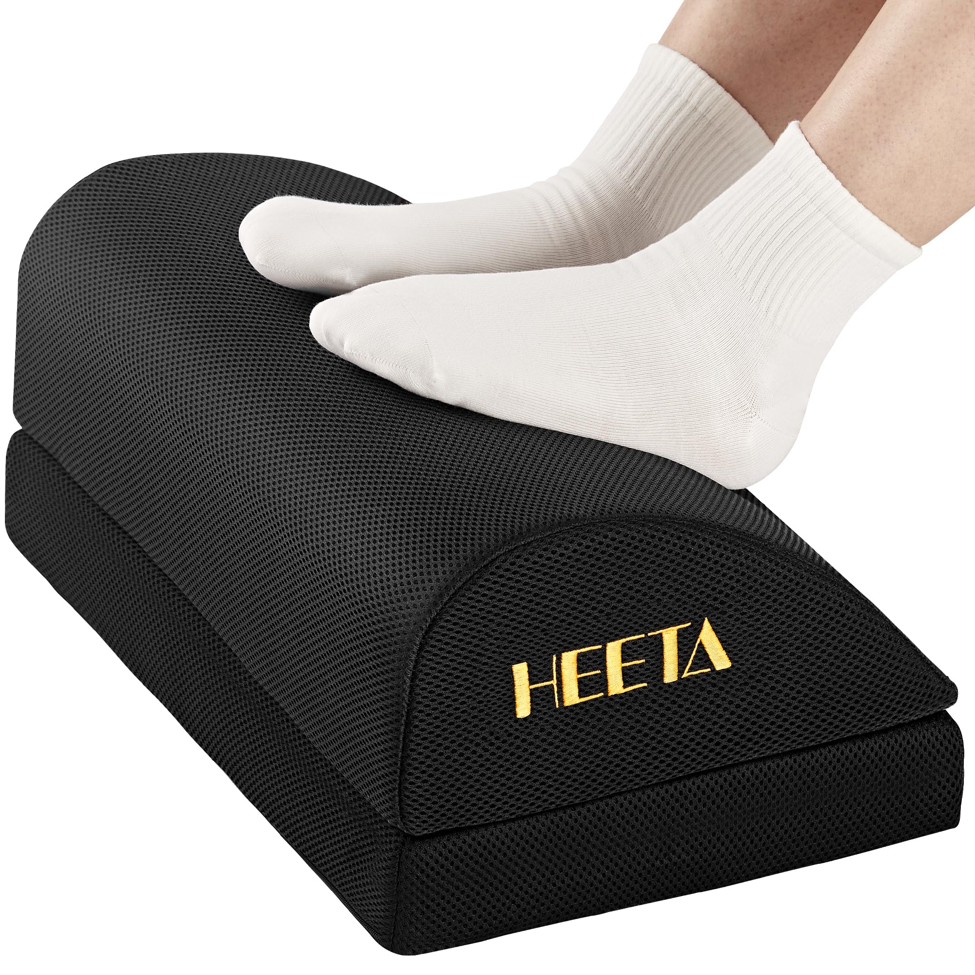 HEETA Foot Rest Under Desk, Ergonomic Footrest Adjustable 2 Optional Height Desk Foot Rest Foam Non-Slip Foot Stool for Home, Office & Gaming (Black)