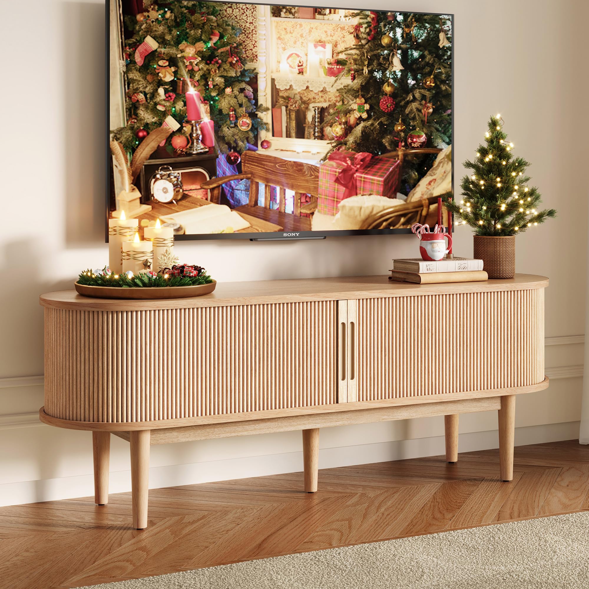 Wooden Media Rack スペースエイジ モダン ミッドセンチュリー Amazon.com: LINSY Home TV Stand for 65