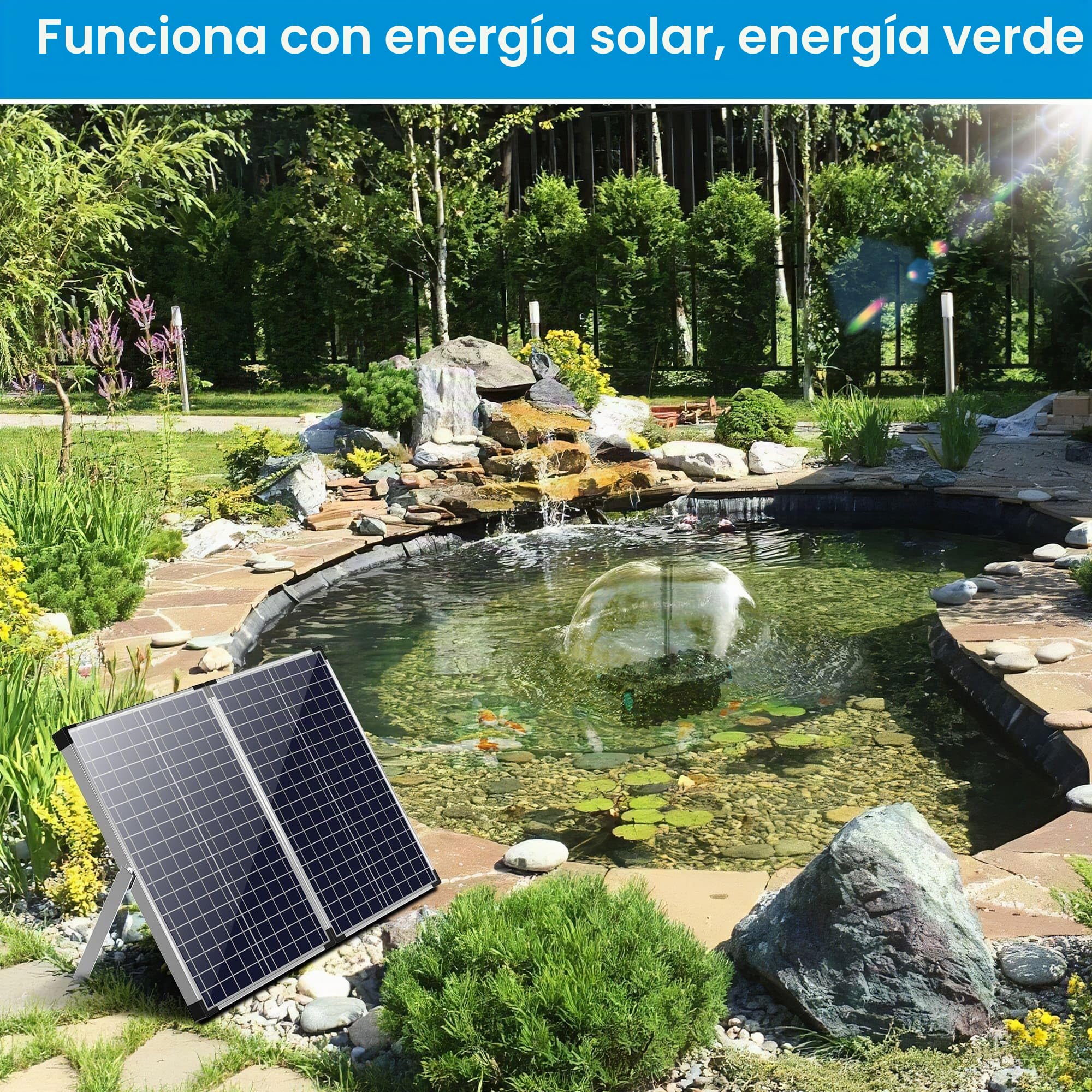 Biling - Bomba solar para estanque (70 W, filtro de 2500 l/h, kit completo biológico para estanque de jardín, piscina, exterior, circulación de agua, agua limpia