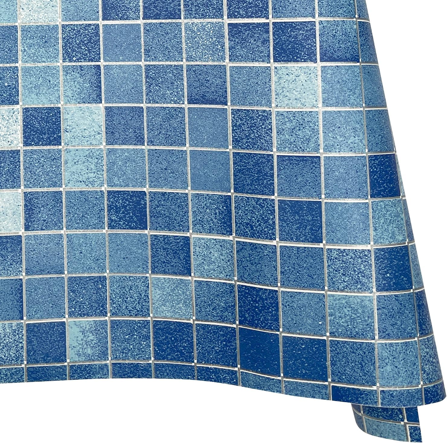 Shelf Drawer Liner,19.7 feet Roll,Blue Mosaic, Self-Adhesive Kitchen Countertops Vinyl Wrap,Waterproof Cabinet Lining Paper (M-236.2x17.7 Inch)