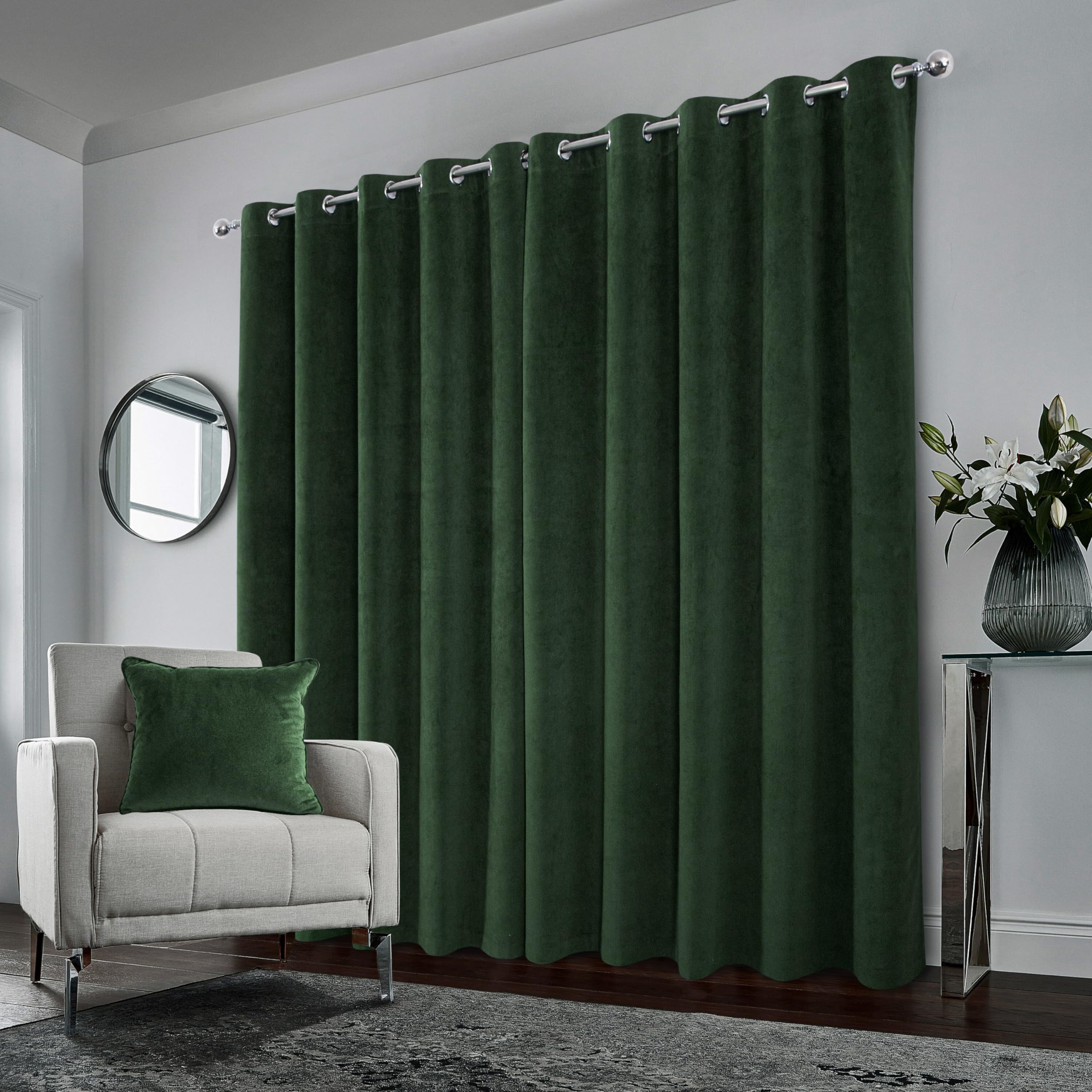 Buy StangH Thick Velvet Curtains Green - Luxury Home Decor Blackout Insulated Velvet Curtain Panels Extra Long Wall Backdrops For Living Room Sliding Glass Door, Green, W52 X L108-inch, 2 Pieces Online