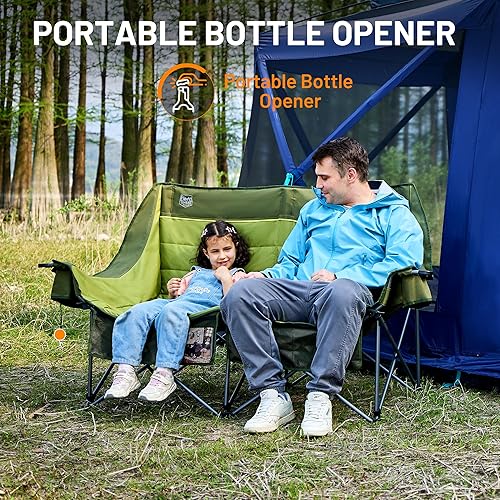 Miniatura 6 de Timber Ridge Silla de Campamento Doble, Sofá de Campamento Plegable para Exteriores de Servicio Pesado, Sillas de Campamento Loveseat Perfectas para
