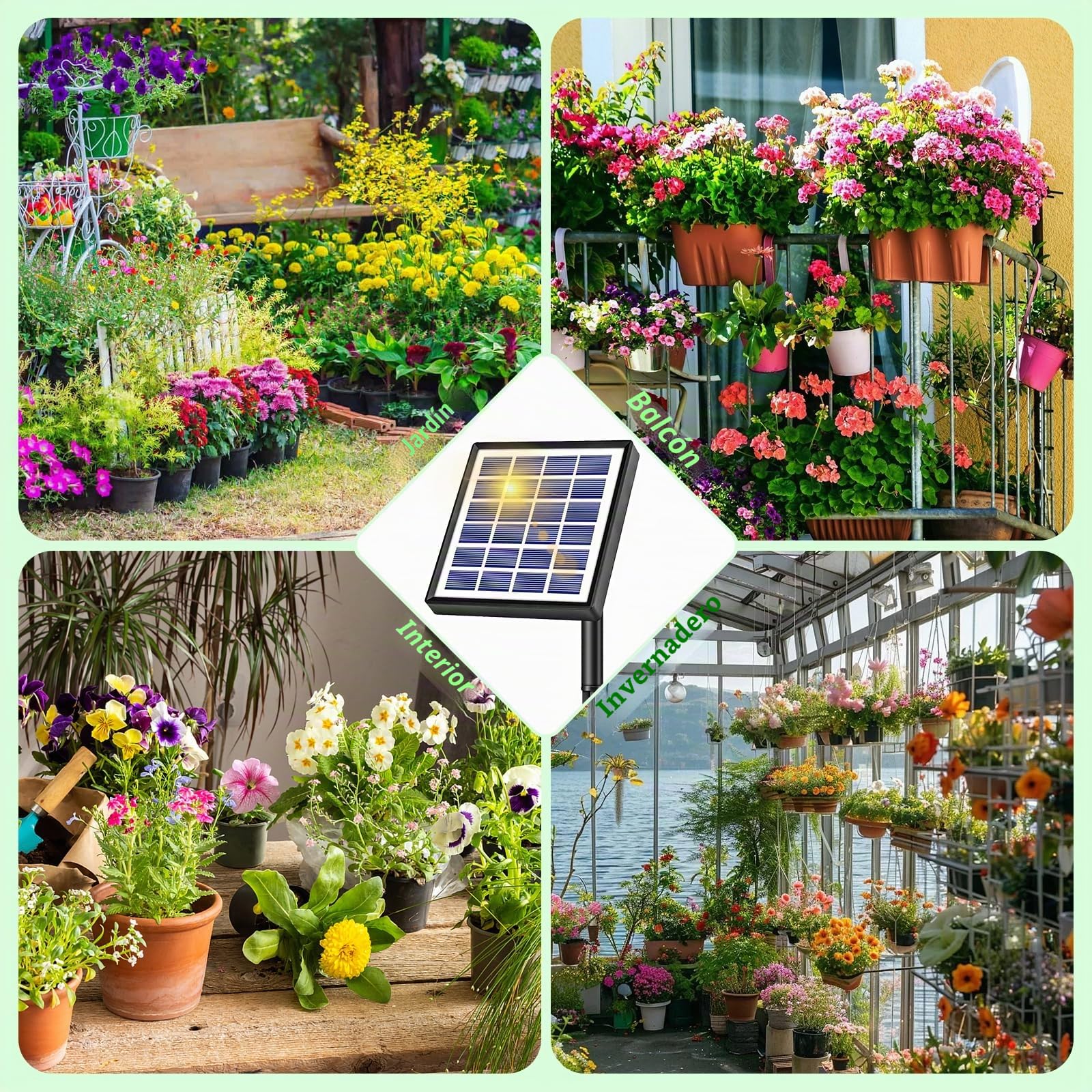 Onherm Riego Automático Solar, Sistemas de Riego Solar con 12 Modos de Temporizador y Tubo de 15 m, Riego por Goteo Solar para Jardín, Balcón y Plantas de Exterior en Maceta