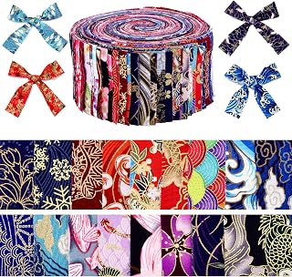 36 Pcs Jelly Cotton Fabric Patchwork Roll, Yoption 2.55'' Roll Up Japanese Style Cotton Fabric Quilting Strips, Craft Sewing Supplies for Quilters and Sewing DIY Crafts, Scrapbooking Cloth
