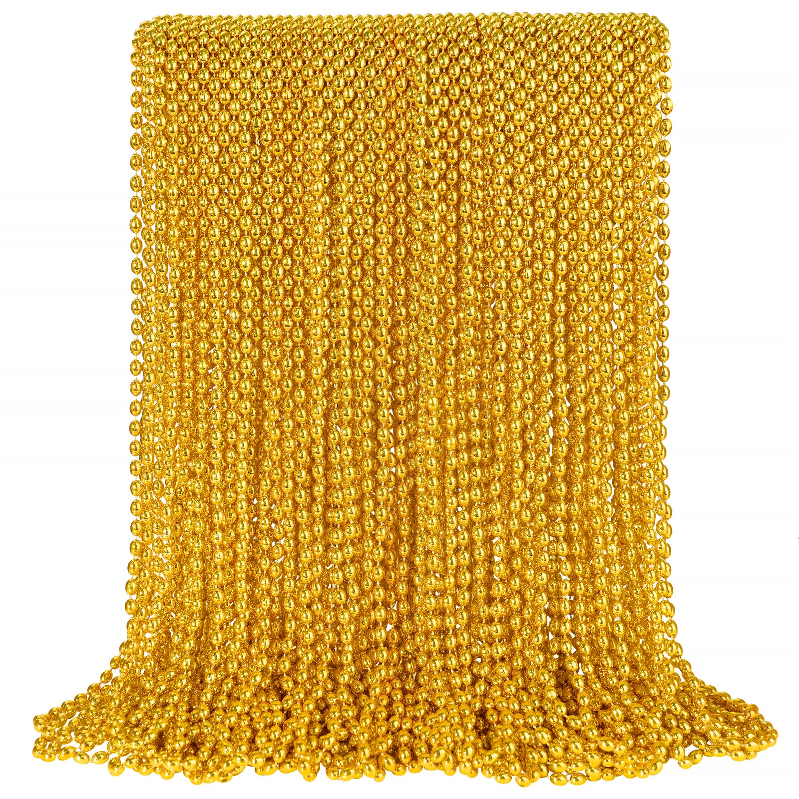 100 PCS Gold Bead Necklace, Gold Mardi Gras Christmas Oval Beads Necklaces 30.5
