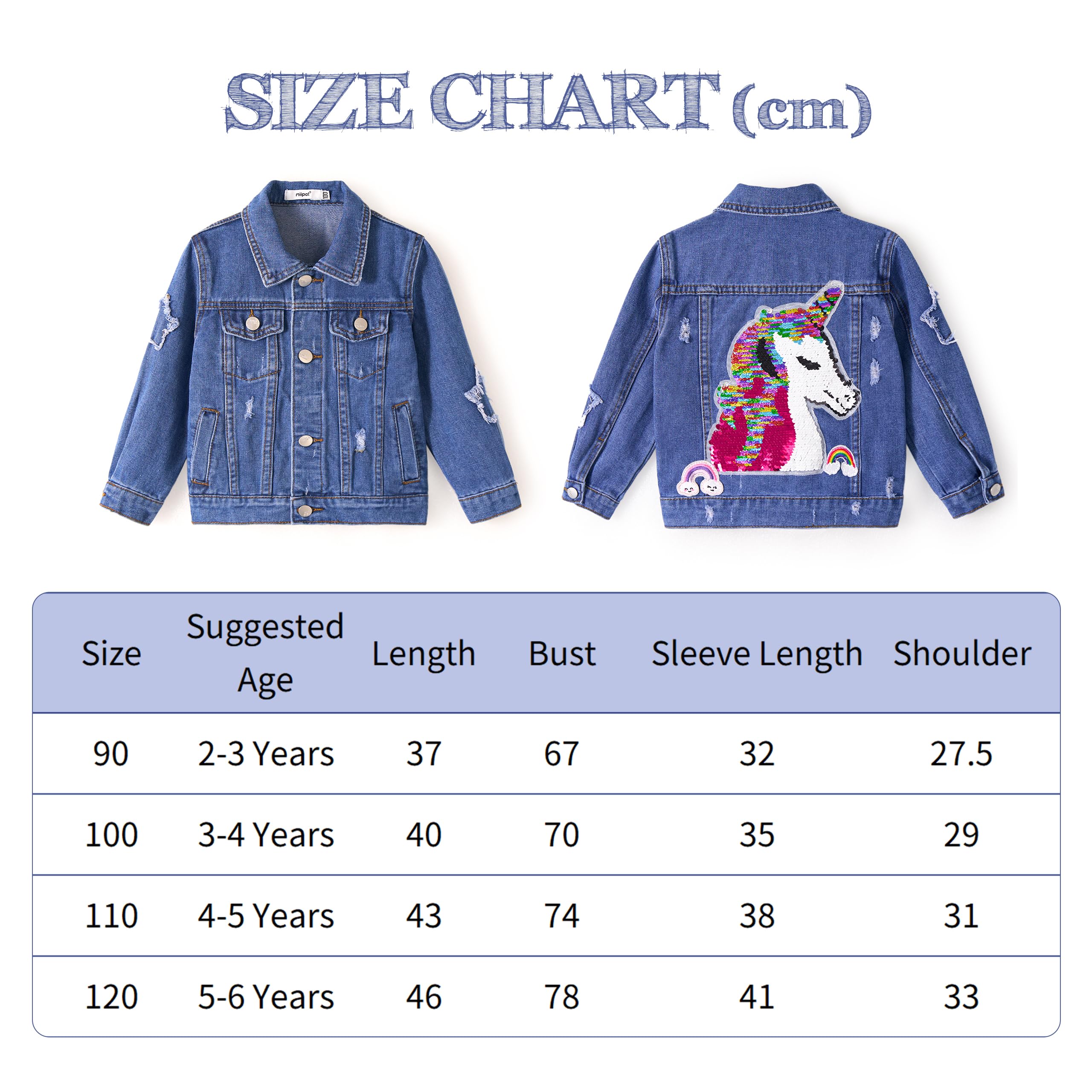 Miipat Chaqueta Vaquera Niñas Pequeñas de Manga Larga con Botones Chaquetas de Mezclilla para Niña Bebé Chaqueta de Vaquera Casual para Niña Pequeña