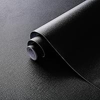 Dimoon Black Peel & Stick Wallpaper 17.7"x236" - Eco-Friendly Thick Embossed Vinyl Contact Paper, Renter-Friendly for Walls, Counters, Bedrooms