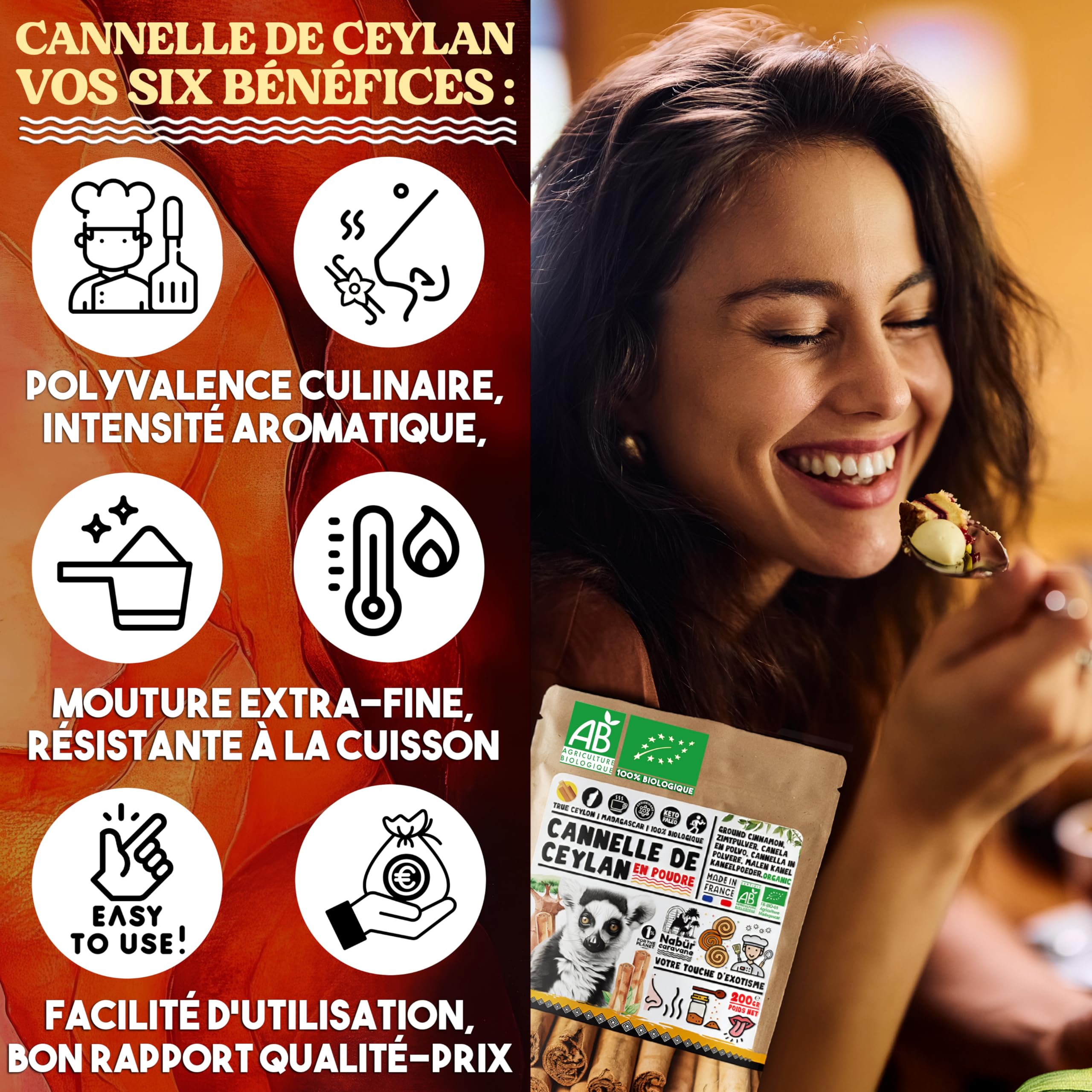 200 g Cynamon cejloński Bio w proszku z Madagaskaru, mielona cynamon cejlońska od Nabür