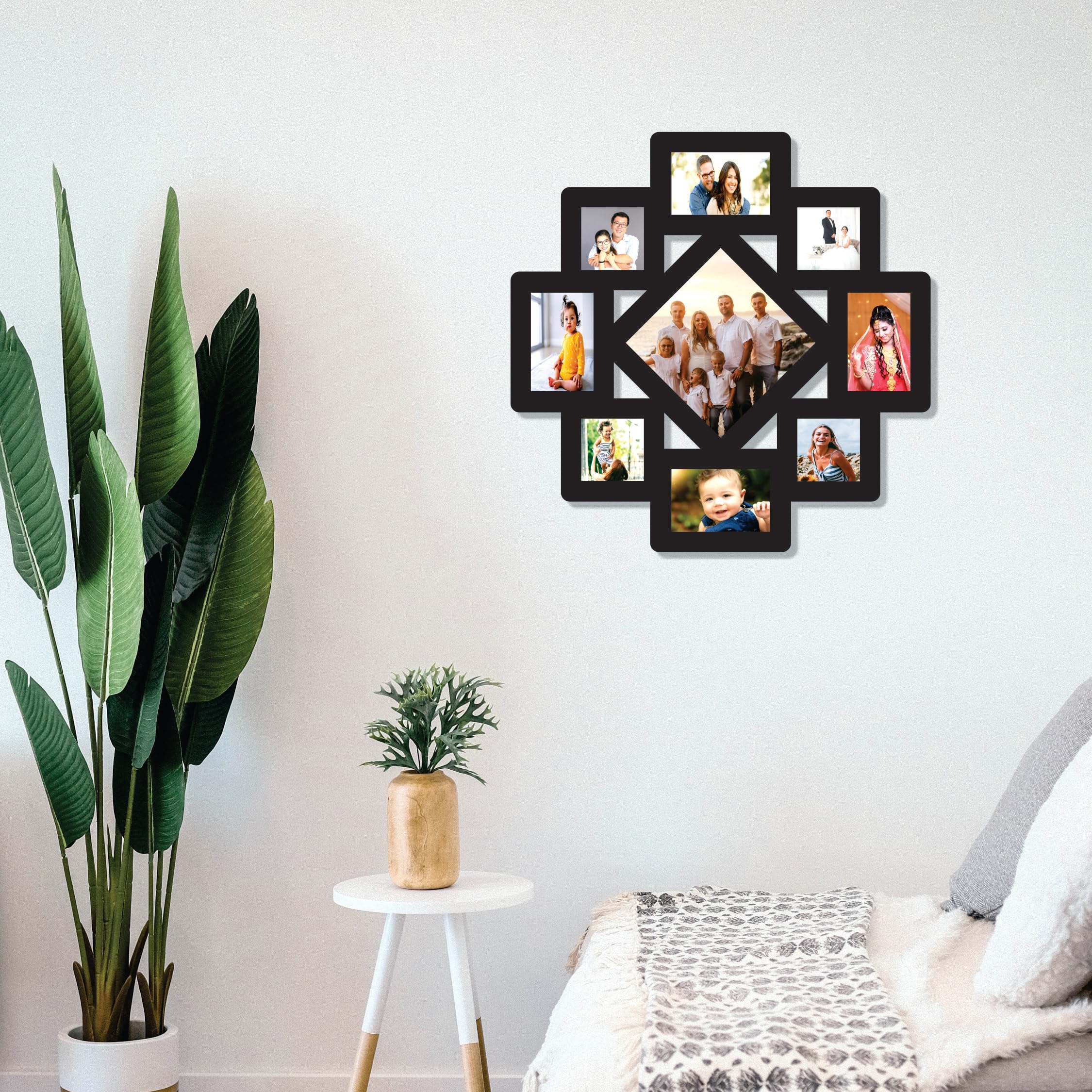 Creative Arts n Frames Big Size One Piece Joint less Wooden Multi Picture Collage Photo Frame Home Decor Items Wall Decoration for living room Gift (Photo Frame 9 Picture 8x8T and 4x6 and 4x4 Photo Size 23.5X23.5) - Image 5 thumbnail
